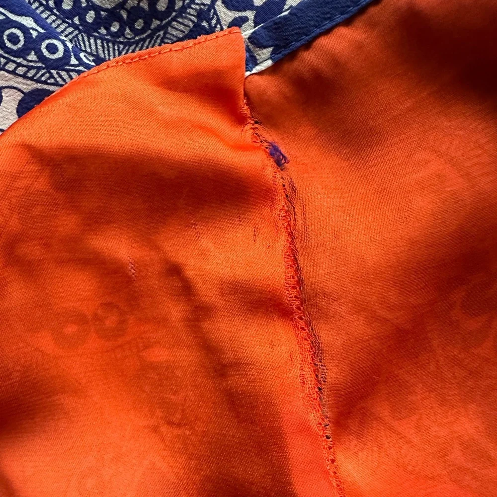Trina Turk Alverta Silk Paisley Midi Dress Cobalt Blue and Orange Size 4